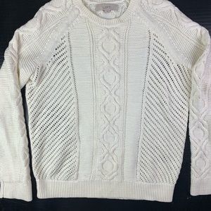 ANN TAYLOR LOFT Cotton Cable Knit Sweater Size L